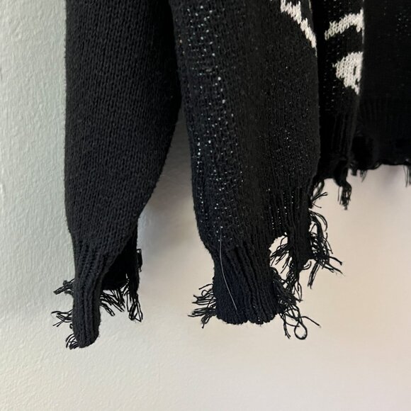 black caged wings skeleton goth distressed sweater - Picture 7 of 8